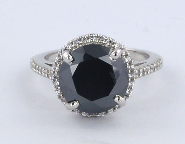 Black Diamond 3.50 Certified 925 Sterling Silver Round Brilliant Cut Halo Engagement Wedding Ring von foreverjewelry1