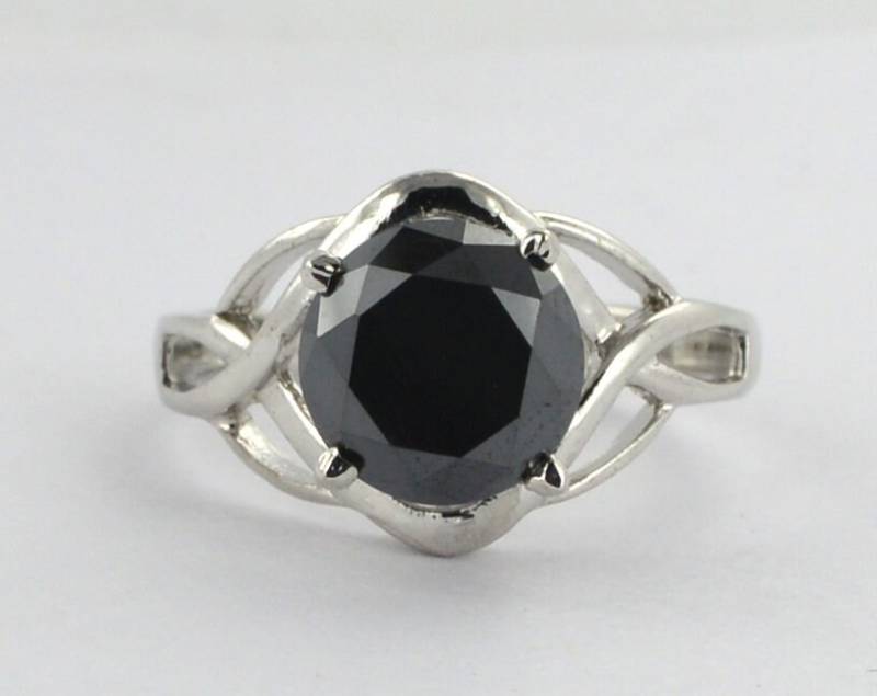 Black Diamond Engagement Ring 2.50 Carat Round Brilliant Cut 925 Sterling Silver Anniversary Birthday Gift Black Diamond Engagement Ring 2.50 Carat Round Brilliant Cut 925 Sterling Silver Anniversary Birthday Gift von foreverjewelry1