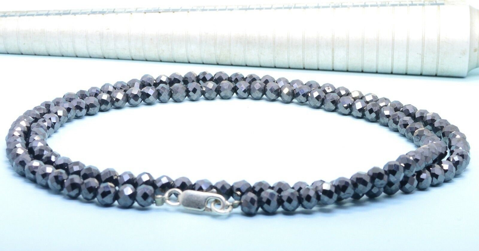 Black Diamond Necklace Top Quality 5.70 Mm Certified 22 Inches Faceted Black Diamond Beads Necklace With Sterling Silver Clasp von foreverjewelry1