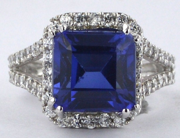 Certified 3.00Ct Tanzanite Cushion Cut 14K Genuine White Gold Ring /14/18K Sterling Sliver Ring, Halo von foreverjewelry1