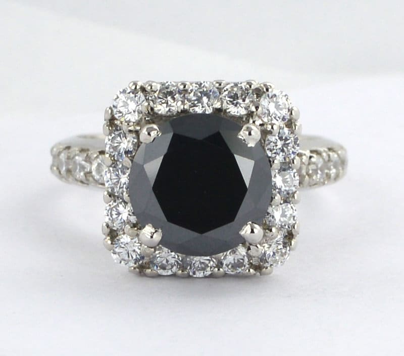 Engagement Ring 3.20 Carat Black Diamond 925 Sterling Silver Anniversary Gift For von foreverjewelry1
