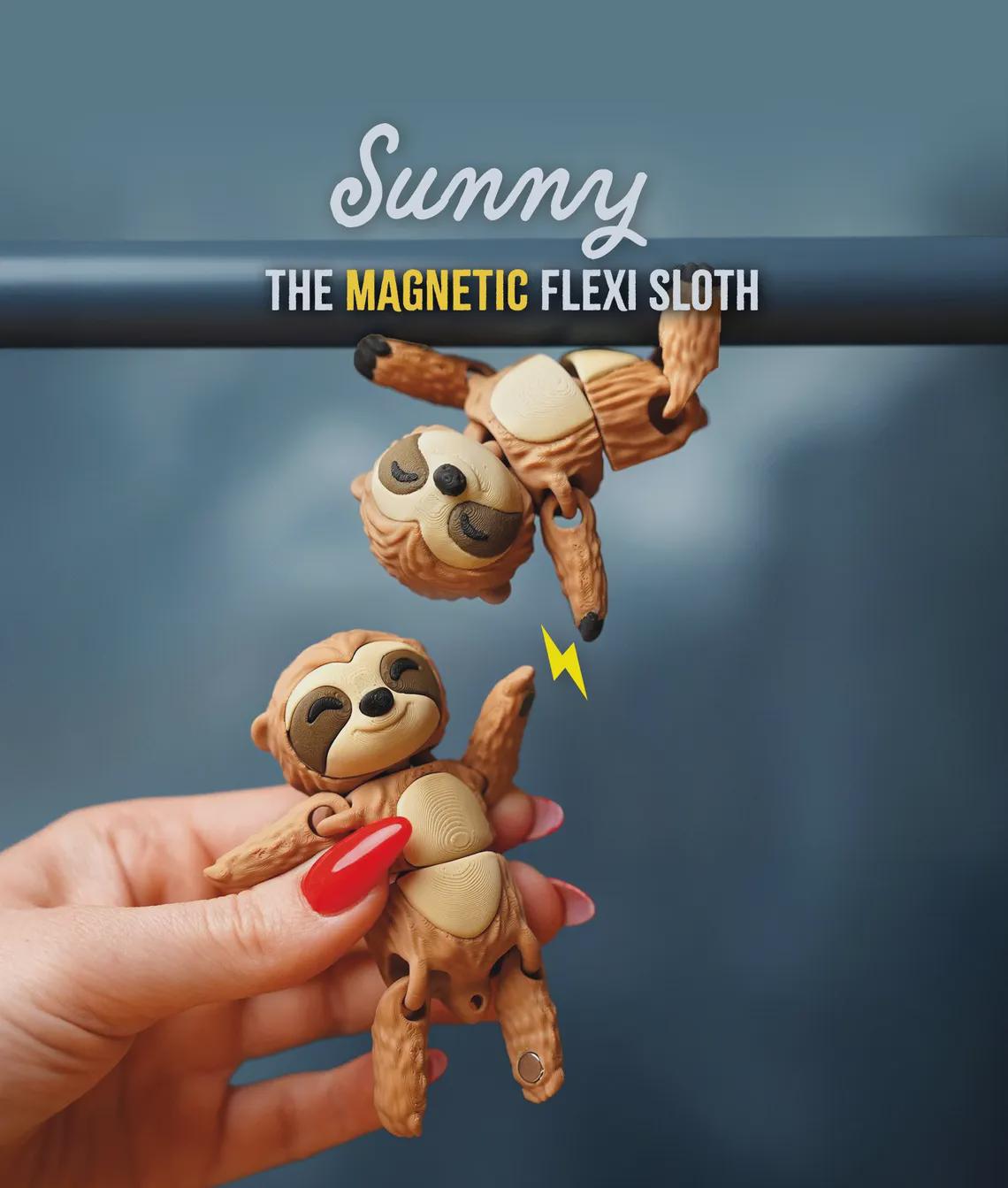 Sunny The Flexi Sloth - Magnetic Hand Holding Companion von forge3dcraft