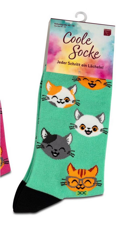 formano Socken Coole Socke Katzen mint - One Size 40 - 45 (1-Paar) von formano
