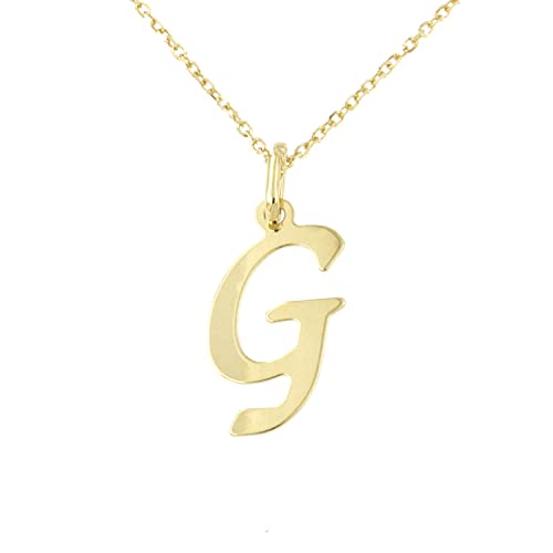 Lucchetta Schmuck, Goldkette Damen 375 Echtgold, für Damen Kette mit Anhänger Buchstabe Initialen Namen A B C D E F G H I J K L M N O P Q R S T U V Y X Z aus 9 Karat Gelbgold – 45 von forme di Lucchetta