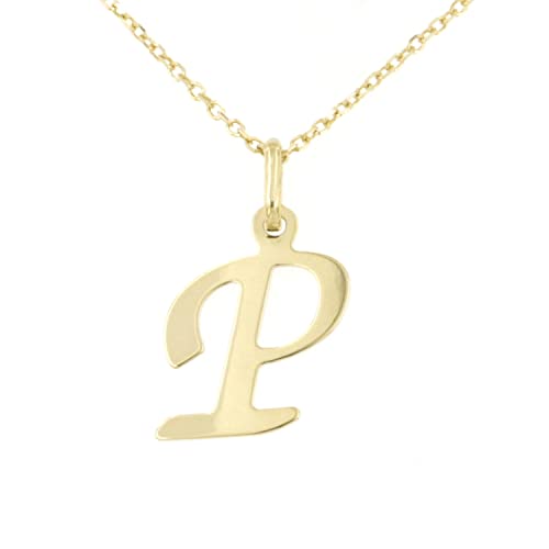 forme di Lucchetta Schmuck, Goldkette Damen 375 Echtgold, für Damen Kette mit Anhänger Buchstabe Initialen Namen A B C D E F G H I J K L M N O P Q R S T U V Y X Z aus 9 Karat Gelbgold – 45 von forme di Lucchetta