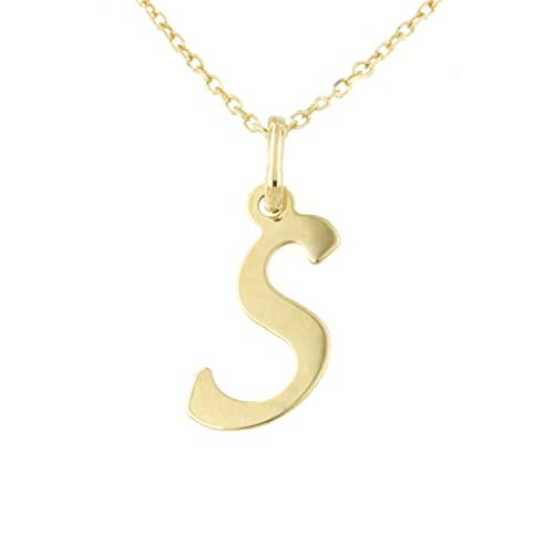 forme di Lucchetta Schmuck, Goldkette Damen 375 Echtgold, für Damen Kette mit Anhänger Buchstabe Initialen Namen A B C D E F G H I J K L M N O P Q R S T U V Y X Z aus 9 Karat Gelbgold – 45 von forme di Lucchetta