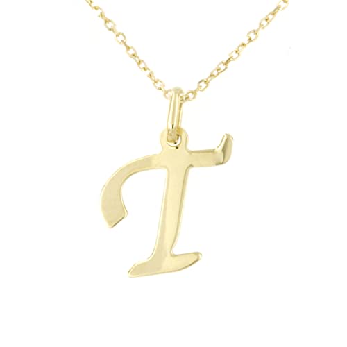 forme di Lucchetta Schmuck, Goldkette Damen 375 Echtgold, für Damen Kette mit Anhänger Buchstabe Initialen Namen A B C D E F G H I J K L M N O P Q R S T U V Y X Z aus 9 Karat Gelbgold – 45 von forme di Lucchetta