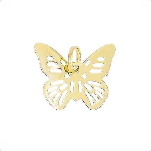 Lucchetta - 14K Gelbgold Schmetterling Anhänger mit filigranem Geflecht ohne Kette, Goldanhänger Mädel Mädchen 585 Echtgold - Charms für Armbänder und Halsketten (bis zu 4 mm) von forme di Lucchetta