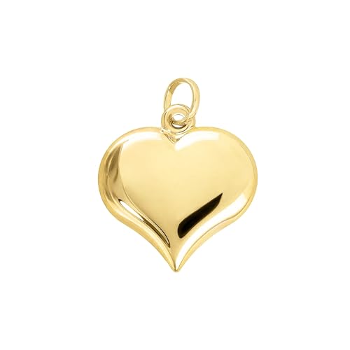 Lucchetta - 18 Karat gewölbter Herz-Anhänger - 750 Gelbgold, klein oder groß, Goldanhänger Damen Mädchen 750 Echtgold für Kette (bis zu 4 mm) - hergestellt in Italien von forme di Lucchetta