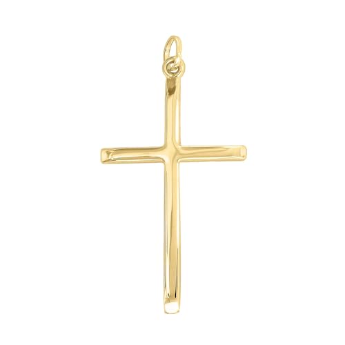 Lucchetta - 18K Echtes 750 Gelbgold Großer Kreuz-Anhänger | Goldanhänger Damen Mädchen 750 Echtgold | für Kette (bis zu 4 mm) | hergestellt in Italien von forme di Lucchetta