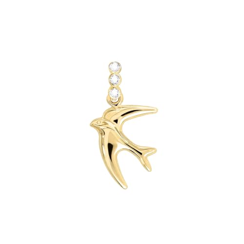 Lucchetta - Anhänger Schwalbe mit Saphiren 0,09 ct | Gelbgold 14 Karat | Charms für Armband und Kette (bis 4 mm) | für Damen Mädchen von forme di Lucchetta