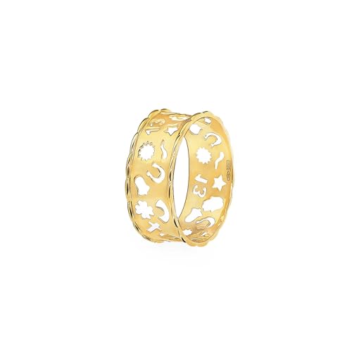 forme di Lucchetta - Damen-Ring aus 18K Gold 750 mit Glückssymbolen Diamant-Effekt | Größen 50-60 | hergestellt in Italien, 18k, 56 (17.8) von forme di Lucchetta
