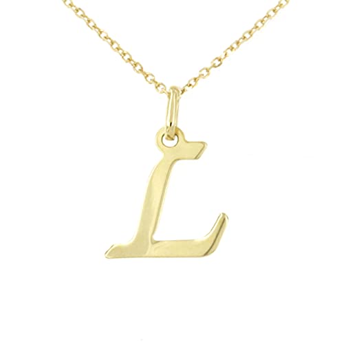 forme di Lucchetta - Gold Anhänger Buchstabe L Initiale Name aus 9k 375 Gelbgold – Echtgoldkette 45 cm von forme di Lucchetta