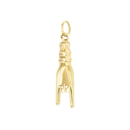 forme di Lucchetta - Gold Italianische Hand 'Mano Cornuto' Rock und Roll | Unisex Glücksbringer 14 karat 585 Gelbgold von forme di Lucchetta