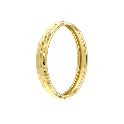 forme di Lucchetta - Gold Ring aus 585er Gelbgold mit Diamantgravur - Vorsteckring ohne Stein Größen 50-62, Schmuck Echtes GoldRing Damen Echtgold - Hochwertiges Juwel hergestellt in Italien von forme di Lucchetta