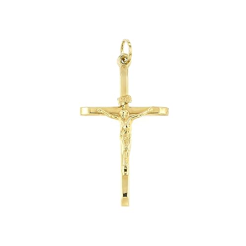 Lucchetta - Goldanhänger Jesus Christus am Kreuz 14K ohne Kette für Taufe, Erstkommunion, Firmung - Damen Herren 585 Echtgold - Charms für Armbänder und Halsketten von forme di Lucchetta