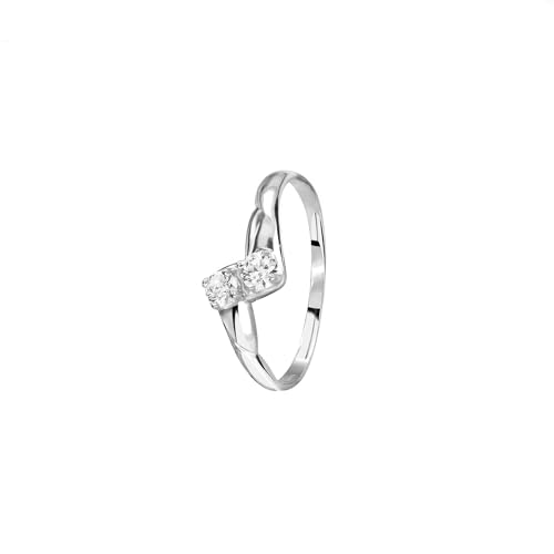forme di Lucchetta - Goldring mit Saphir aus Weißgold 585 | Damenring 14 Karat mit Stein | Handgefertigt in Italien | Größen 50-60, 54 (17.2) von forme di Lucchetta