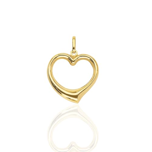 forme di Lucchetta - Herzanhänger aus echtem 585 Gelbgold, goldener Damen-anhänger für Kette oder Armband von forme di Lucchetta