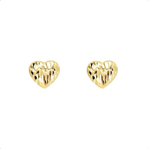 Lucchetta - Herzförmige Ohrringe aus 14 Karat Gelbgold - Lobe Ohrstecker | Gold Ohrringe Damen 585 Echtgold | Hochwertiges Schmuck hergestellt in Italien von forme di Lucchetta