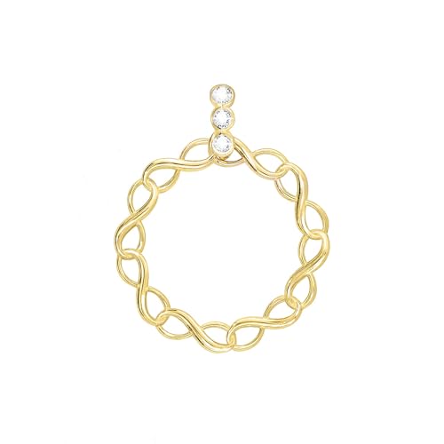 forme di Lucchetta - Unendlichkeitsring Anhänger 3 Saphire 0,09 cts | 14 Karat Gelbgold - Charms für Armbänder und Halsketten (bis 4 mm) - Damen Mädchen von forme di Lucchetta