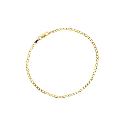 forme di Lucchetta - Verstellbares Gold Armband bis 19 cm - 14 Karat Echtgold, 2 mm Panzerkette mit Diamanteffekt, kombinierbar Anhänger Charms von forme di Lucchetta