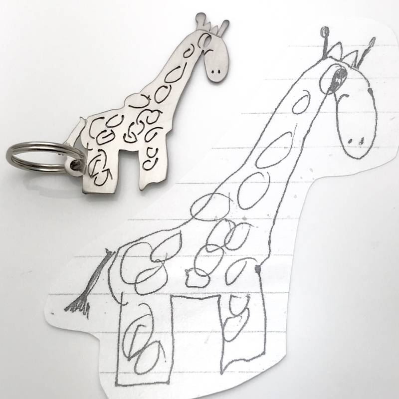 Die Zeichnung Deines Kindes Als Schlüsselanhänger - Dein Eigener Titan Eigenes Design - Kunstwerk in Metall - Kinder Erinnerungsgeschenk von formiadesign