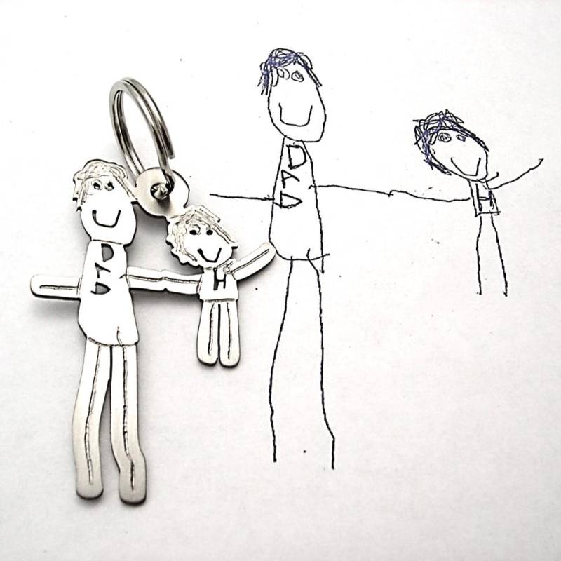 Die Zeichnung Ihres Kindes Auf Schlüsselanhänger Für Dad, Haltbare Sentimentale Schlüsselanhänger, Metall, Titan, Grafikschlüssel Fab - Formia Design von formiadesign
