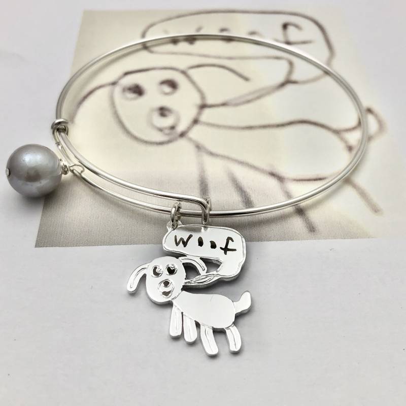 Erweiterbares Armband Personalisiert Mit Kinder Kunst, Zeichnung, Skizze Auf Armband, Designen Sie Ihren Eigenen Armring, Armreif Charm von formiadesign