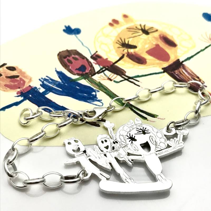 Sport-Armband Mit Handgefertigten Charme Von Ihrem Eigenen Kind Kunstwerk, Kinder Kunst Armband, Mütter Lieblings-Design, Zeichnung Om von formiadesign