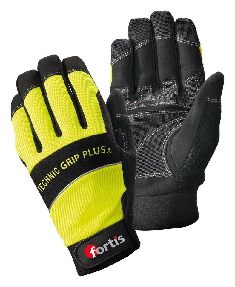 fortis Arbeitshandschuhe Handschuh Technic Grip + Größe 10 gelb / schwarz von fortis