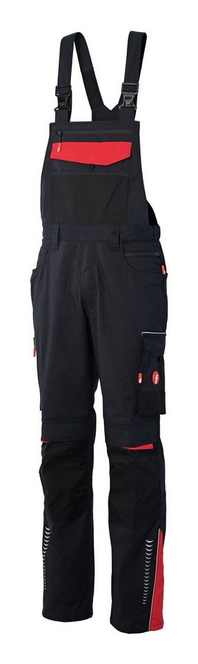 fortis Latzhose Herren Performance schwarz/rot von fortis