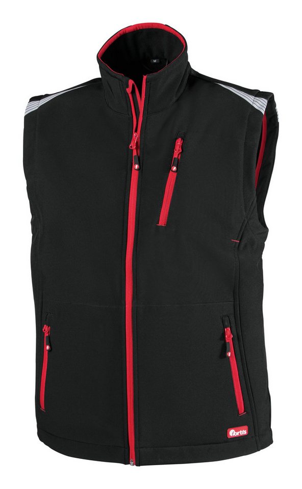 fortis Softshellweste Herren-Weste twenty-four, schwarz/rot, Größe XXXL von fortis