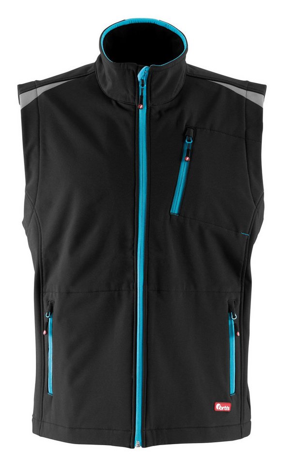 fortis Softshellweste Herren-Weste twenty-four, schwarz/türkis, Größe S von fortis