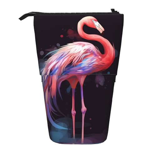 forurdeals Teleskop-Federmäppchen, Schreibwarenetui, abstrakter Flamingo, stehend, Pop-Up-Bleistifthalter, Organizer, einziehbares Federmäppchen, Abstrakter Flamingo, Einheitsgröße, Taschen-Organizer von forurdeals