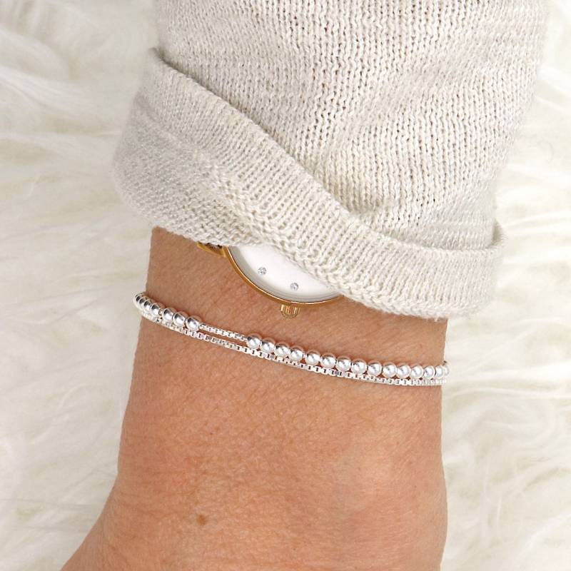 Armband Silber 925 Perlen Doppelkette von foryoujewels
