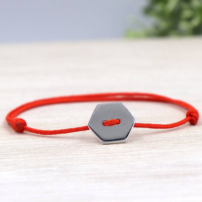 Kordelarmband Aus 925Er Silber Mit Sechseckigem Knopf von foryoujewels