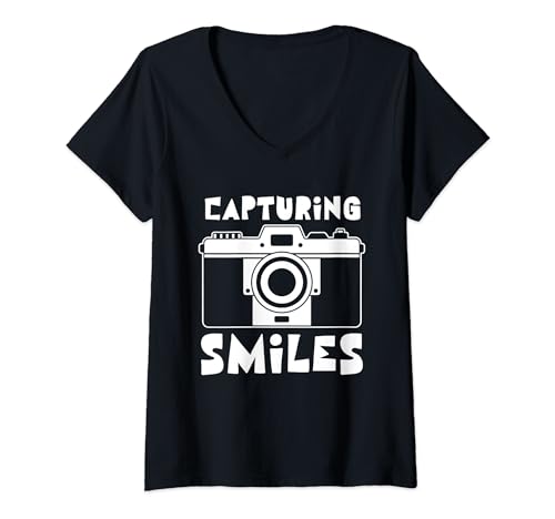 Damen fotografen kamera fotograf Objektiv T-Shirt mit V-Ausschnitt Damen fotografen kamera fotograf Objektiv T-Shirt mit V-Ausschnitt von fotografen geschenk Kamera designs