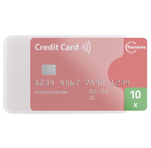 fouraces Karten Schutzhülle - 10 Stück, Plastikhüllen, transparent - Kartenhülle für Kreditkarten und EC Karten, Kreditkartenetui, ec-Karten-schutzhülle für Geldkarten von fouraces