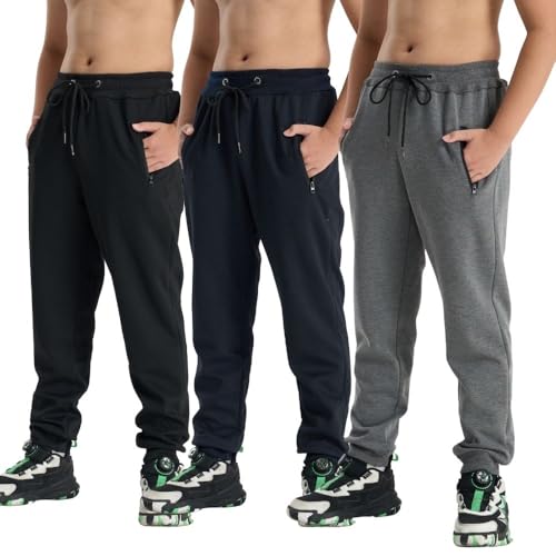 3er-Pack Jungenhose, Jogginghose, Loose Freizeithose,Stretch, Bequeme Freizeithose, Herbst und Winter Dunkelgrau XL von fovdtaa