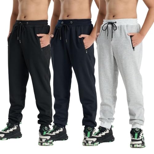 3er-Pack Jungenhose, Jogginghose, Loose Freizeithose,Stretch, Bequeme Freizeithose, Herbst und Winter Hellgrau M von fovdtaa