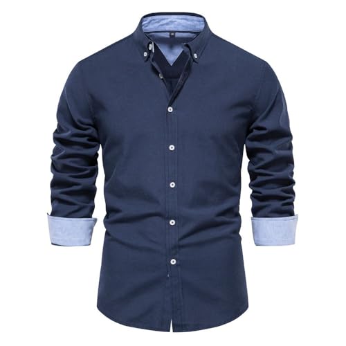 Hemd Herren Langarm Herbsthemd Regular Businesshemd Herren Freizeithemd Regular Fit Men Shirts Freizeithemd Navy M von fovdtaa
