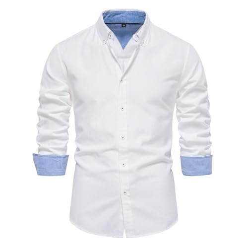 Hemd Herren Langarm Herbsthemd Regular Businesshemd Herren Freizeithemd Regular Fit Men Shirts Freizeithemd White 2XL von fovdtaa