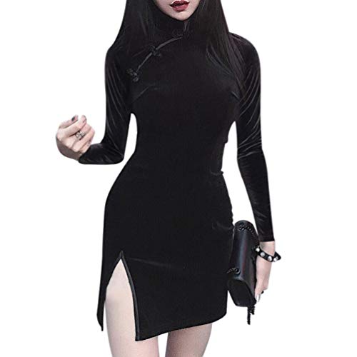 Chinesischen Stil traditionellen Samt Langarm Mini Split Cheongsam Qipao Kleid für Frauen von fpengfashion