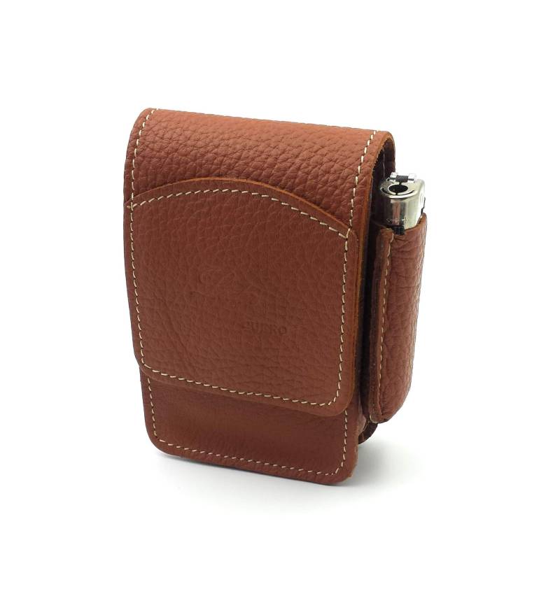 Franartpiel - Zigarettenetui, Tabakbeutel, Zigarrenetui Mit Feuerzeug Handgefertigt Aus Ubrique-Leder Unisex Tabaketui Hochwertigem Echtleder von franartPiel