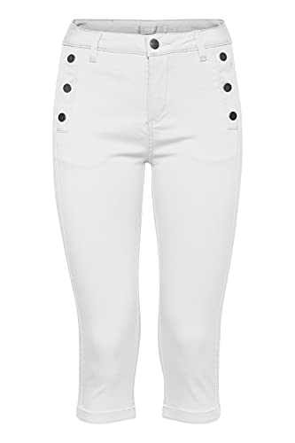 fransa 20609067 Damen Capri Hose 3/4 Stoffhose mit Stretch Tight Fit Mid Waist, Größe:38, Farbe:White (200100) von fransa