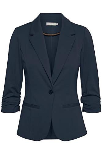 fransa FRZablazer Damen Blazer Kurzblazer Jacke mit Stretch Geraffte Ärmel mit Taschen, Größe:M, Farbe:Dark Peacoat (60468) von fransa