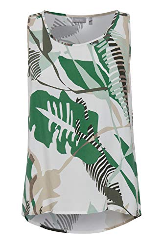 fransa FRALJUNGLE Damen Bluse Ärmellos mit Rundhalsausschnitt 100% Viskose EcoVero und floralem Allover-Print, Größe:L, Farbe:Green Graphic Mix (200696) von fransa