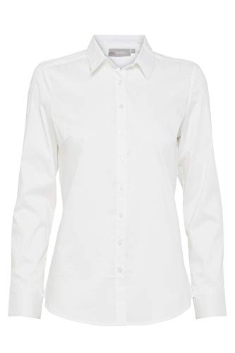 fransa FRZashirt Damen Langarmshirt Langarmbluse Bluse Hemdbluse Stehkragen mit Stretch, Größe:M, Farbe:White (60002) von fransa