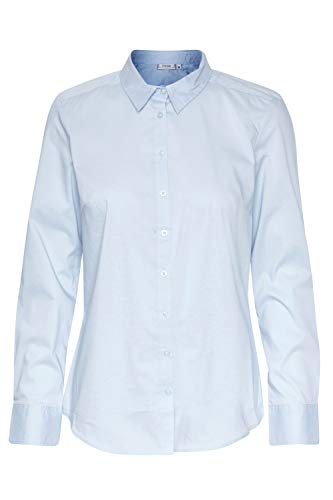 fransa FRZashirt Damen Langarmshirt Langarmbluse Bluse Hemdbluse Stehkragen mit Stretch, Größe:2XL, Farbe:Cashmere Blue (60430) von fransa