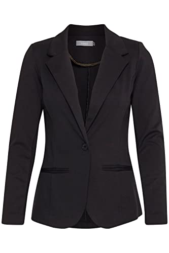 fransa FRZablazer Damen Blazer Jackenklazer Anzugsjacke mit Stretch Reverskragen 1-Knopf-Form Paspeltaschen Regular fit, Größe:XL, Farbe:(NOOS) Black (60096) von fransa